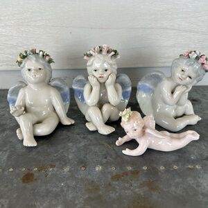 Lot Of 4 Vintage Angel Cherub Figurines Porcelain Albert E Price Religious Decor